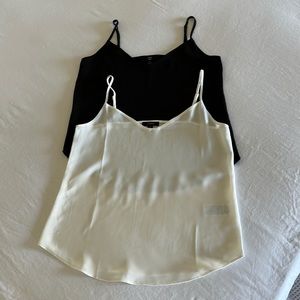 J Crew V-Neck Camisoles, Set of 2, Size 4, Black & Ivory